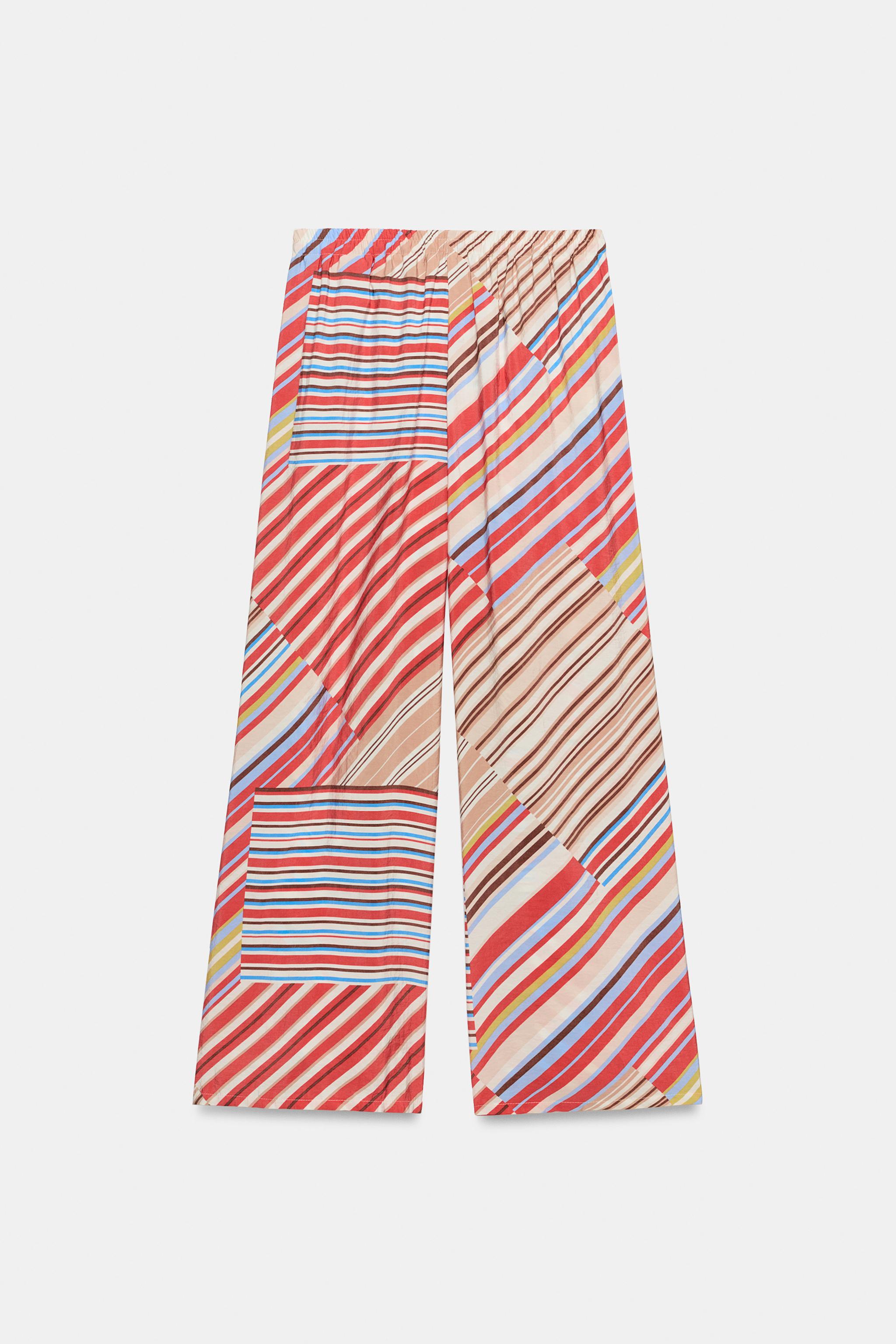 STRIPED WIDE-LEG PANTS